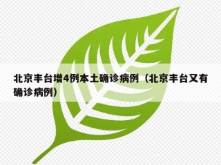北京丰台增4例本土确诊病例（北京丰台又有确诊病例）